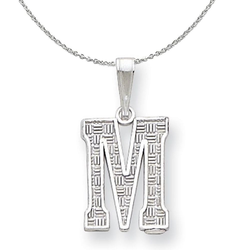 Silver, Sami Collection, Textured Block Initial M Necklace - 16 In